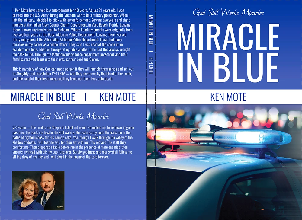 the book cover design for Ken's Miracle in Blue